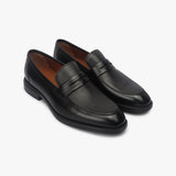 Textured Penny Slip Ons black side angle