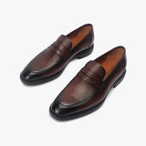 Textured Penny Slip Ons brown opposite side