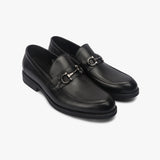 Horse Bit Buckle Moccasins black side angle