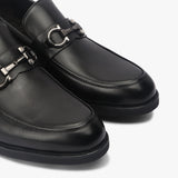 Horse Bit Buckle Moccasins black side angle zoom