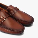 Metal Bit Accented Loafers tan side angle