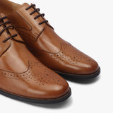 Broad Toe Brogues tan side angle zoom