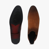 Suede Leather Chelsea Boots camel top and sole