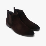 Suede Leather Chelsea Boots brown side angle