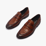 Croc Finish Penny Moccasins tan opposite