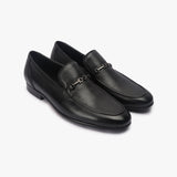 Sheep Leather Moccasins with Metal Bit black side angle