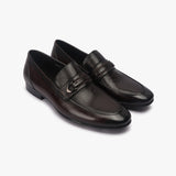 Braided Buckle Moccasins coffee side angle