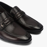 Braided Buckle Moccasins coffee side angle zoom