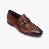 Braided Buckle Moccasins cognac side single