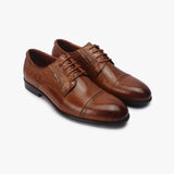 Croc Pattern Derbys brown side angle