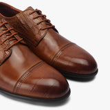 Croc Pattern Derbys brown side angle zoom