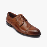 Croc Pattern Derbys brown side single