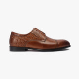 Croc Pattern Derbys brown side profile