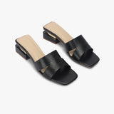 Snake Pattern Embellished Flat Mules black side angle