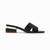 Snake Pattern Embellished Flat Mules black side profile