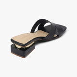 Snake Pattern Embellished Flat Mules black