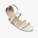Strappy Kitten Heel Sandals white side single