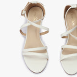 Strappy Kitten Heel Sandals white front zoom