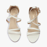 Strappy Kitten Heel Sandals white front