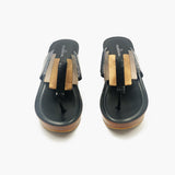 Multiple Striped Wedges black front angle