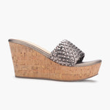 Braided Wedges metallic side profile with heel