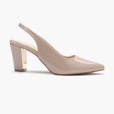 Slingback Patent Pumps beige side profile