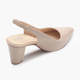 Slingback Patent Pumps beige back