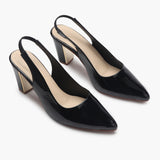 Slingback Patent Pumps black side angle
