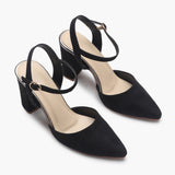 Suede Anklestrap Pumps black side angle