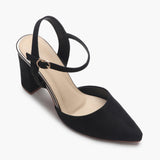 Suede Anklestrap Pumps black side single