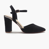 Suede Anklestrap Pumps black side profile