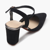 Suede Anklestrap Pumps black back