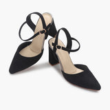 Suede Anklestrap Pumps black