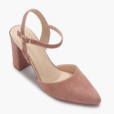 Suede Anklestrap Pumps pink side single