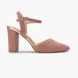 Suede Anklestrap Pumps pink side profile