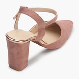 Suede Anklestrap Pumps pink back