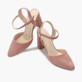 Suede Anklestrap Pumps pink