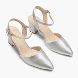 Snake Print Anklestrap Pumps silver side angle