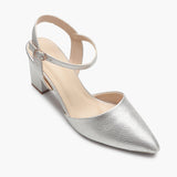 Snake Print Anklestrap Pumps silver side single