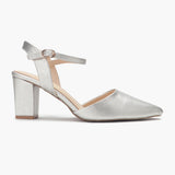 Snake Print Anklestrap Pumps silver side profile