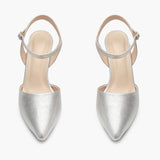 Snake Print Anklestrap Pumps silver front angle