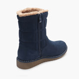 Fur Top Zipper Suede Boots blue back