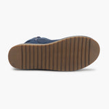 Fur Top Zipper Suede Boots blue sole