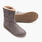 Fur Top Zipper Suede Boots grey side and sole