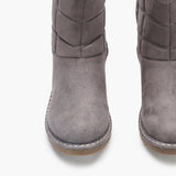 Fur Top Zipper Suede Boots grey front zoom