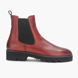 Combat Chelsea Boots maroon side profile with heel
