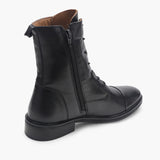 Combat Lace Up Zipper Boot black back