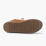 Quilted Lace Up Suede Boots brown sole