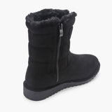 Fur Top Zipper Suede Boots black back