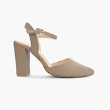 Classic AnkleStrap Pumps olive side profile with heel